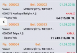 MOBİL VERİLEN TEKLİF LİSTESİ